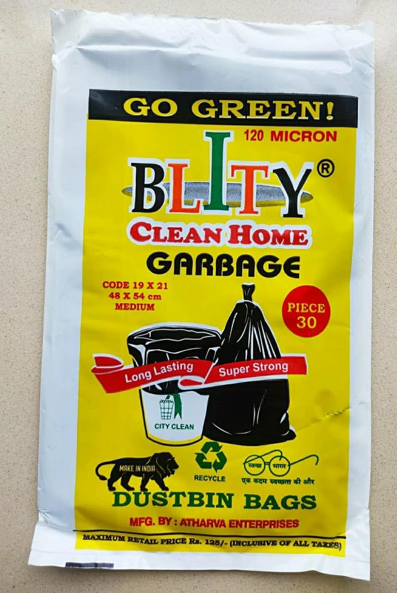 BLITY Plastic Garbage Bags Dustbin Bags Medium Size Black 19 X 21 Inch 8 Packs Of 30 Pcs Total 240 Pcs Garbage Bags Medium Size 240 Count - Image 4
