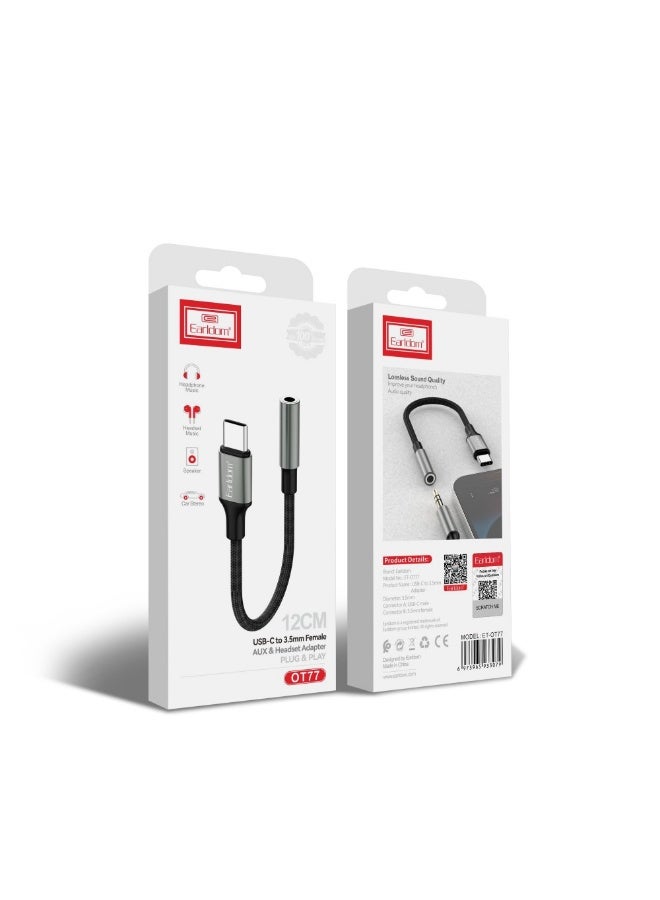 Earldom ET-OT77 Type-C to 3.5mm Adapter  Black - Image 4
