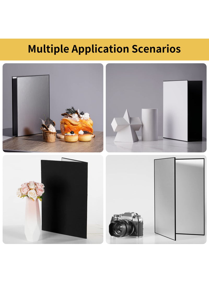 Meking Meking 12" x 8" Light Reflector, 3 in 1 Photography Reflector Cardboard, Folding Light Diffuser Board for Food and Product Photography Lighting- Black, Silver and White  - Image 3