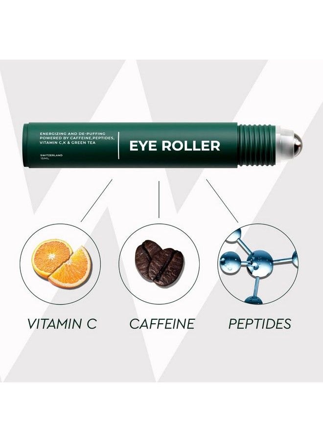 The Wolf Project Wolf Project Under Eye Roller With Caffeine Vitamin C And Peptides Energizing Eye Serum For Dark Circles And Puffiness Fine Lines Wrinkles Gelbased Brightening Eye Cream For Men (15Ml)  - Image 4