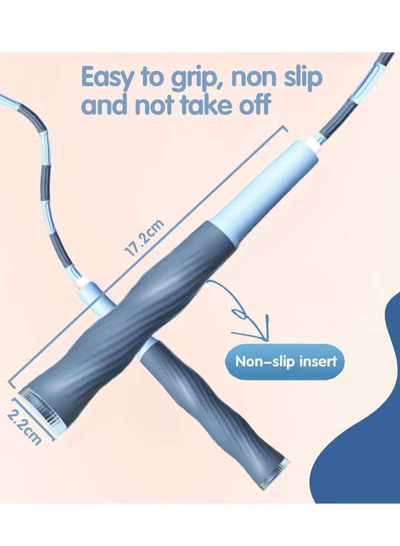 ساكن طقم من حبلي قفز مسبحة ناعمة، أحبال نط قابلة للتعديل لا تتشابك مع مقابض مانعة للانزلاق، تصميم مجزأ لللياقة البدنية والتمرين والأطفال والرجال والنساء، طول ٢٫٨ متر - Image 3