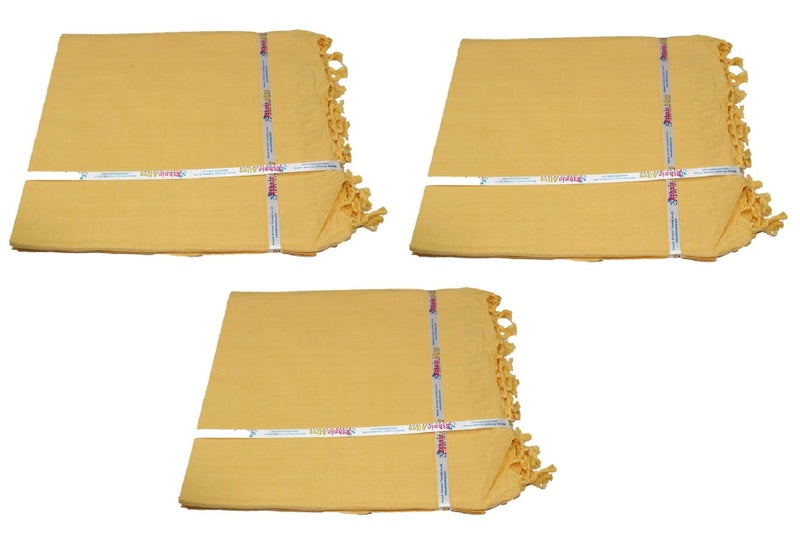 EthnicAlive Bhagalpuri Yellow Chadar for Summer| Soft Dull Cotton Chadar for Sleeping | Odhne Wali Chaddar | Dohar for Summer-Pack of 3 - Image 1