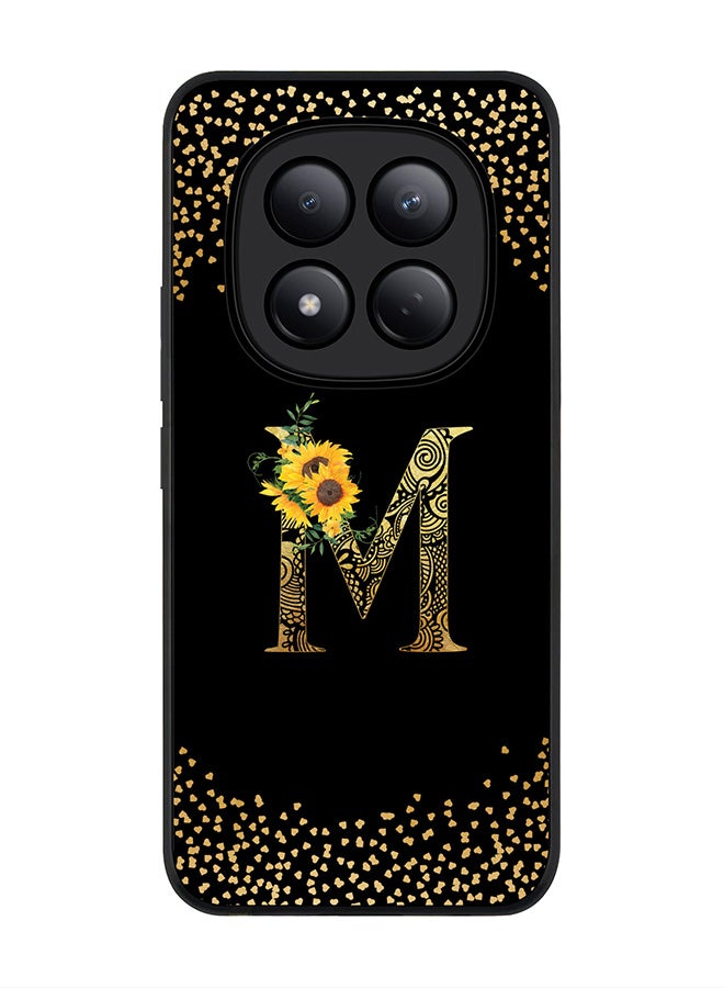 Stylizedd For Xiaomi Redmi Note 15 Pro 4G Case,Slim fit Camera Protection, Shockproof Thin Phone cover  - Custom Floral Monogram - M ( Black ) - Image 1