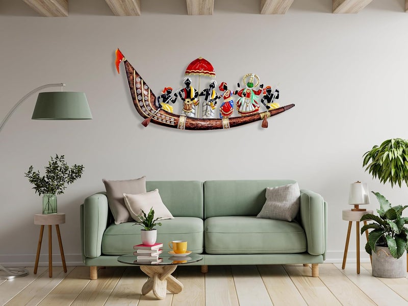 CraftOwl Metal Emboss Painting Designer Multicolor Musician On Ship Large Wall Hanging Showpiece Figurine Traditional Rajasthani Gift Home Decor 36 x 14 x 15 Inch - Image 4