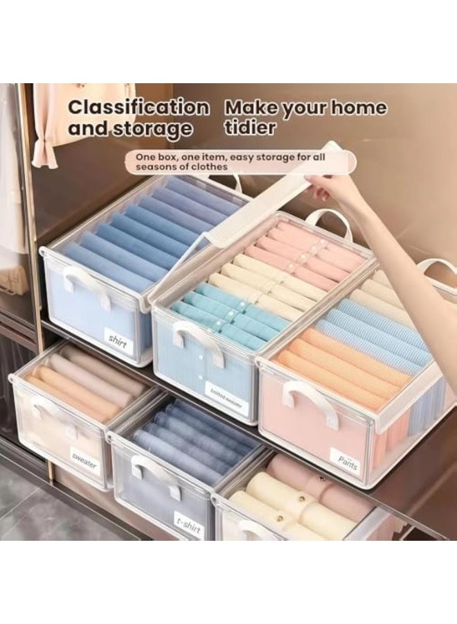 4-Pack Clear PVC Wardrobe Organizers with Lids, Foldable Clothes Storage Box with Metal Frame, Stackable Closet Storage Bins for Sweaters, Jeans, Bras  Toys - Image 3
