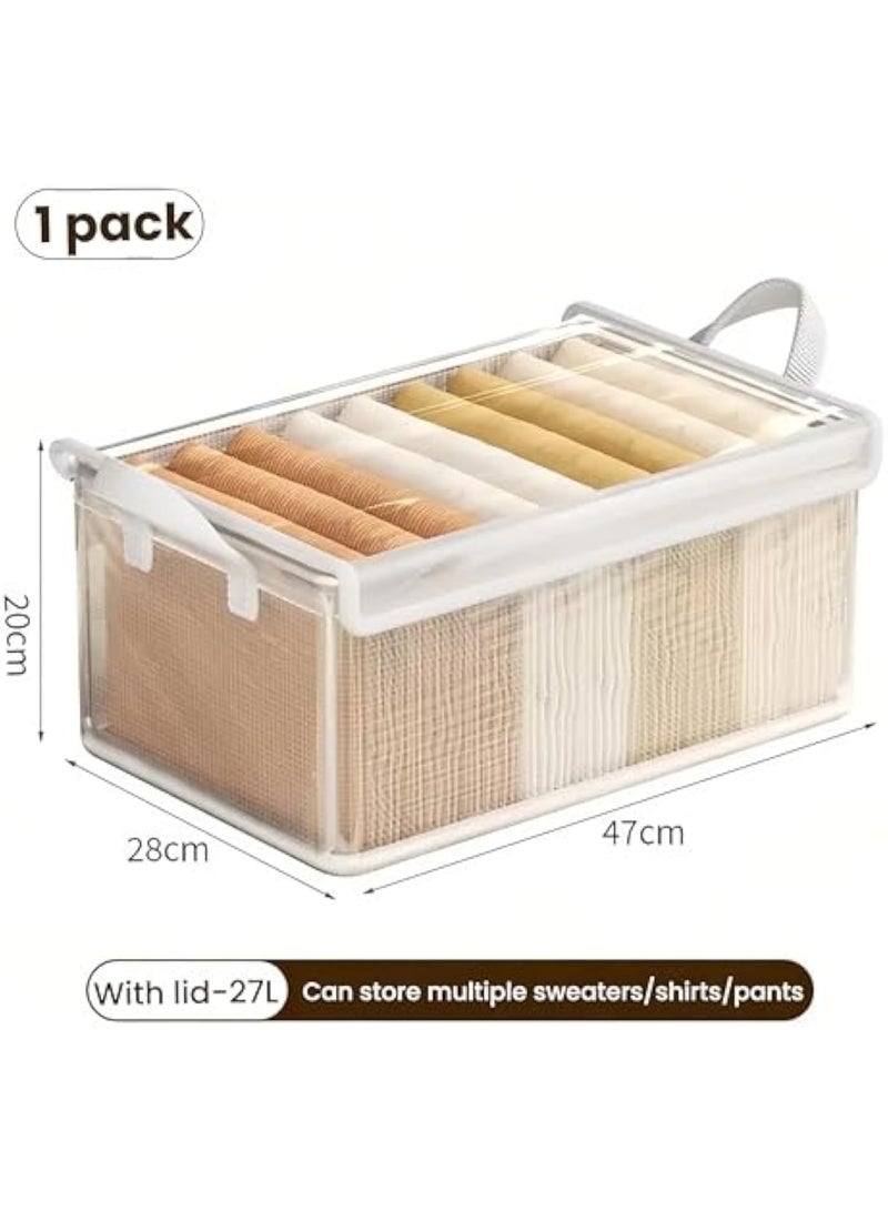 4-Pack Clear PVC Wardrobe Organizers with Lids, Foldable Clothes Storage Box with Metal Frame, Stackable Closet Storage Bins for Sweaters, Jeans, Bras  Toys - Image 2