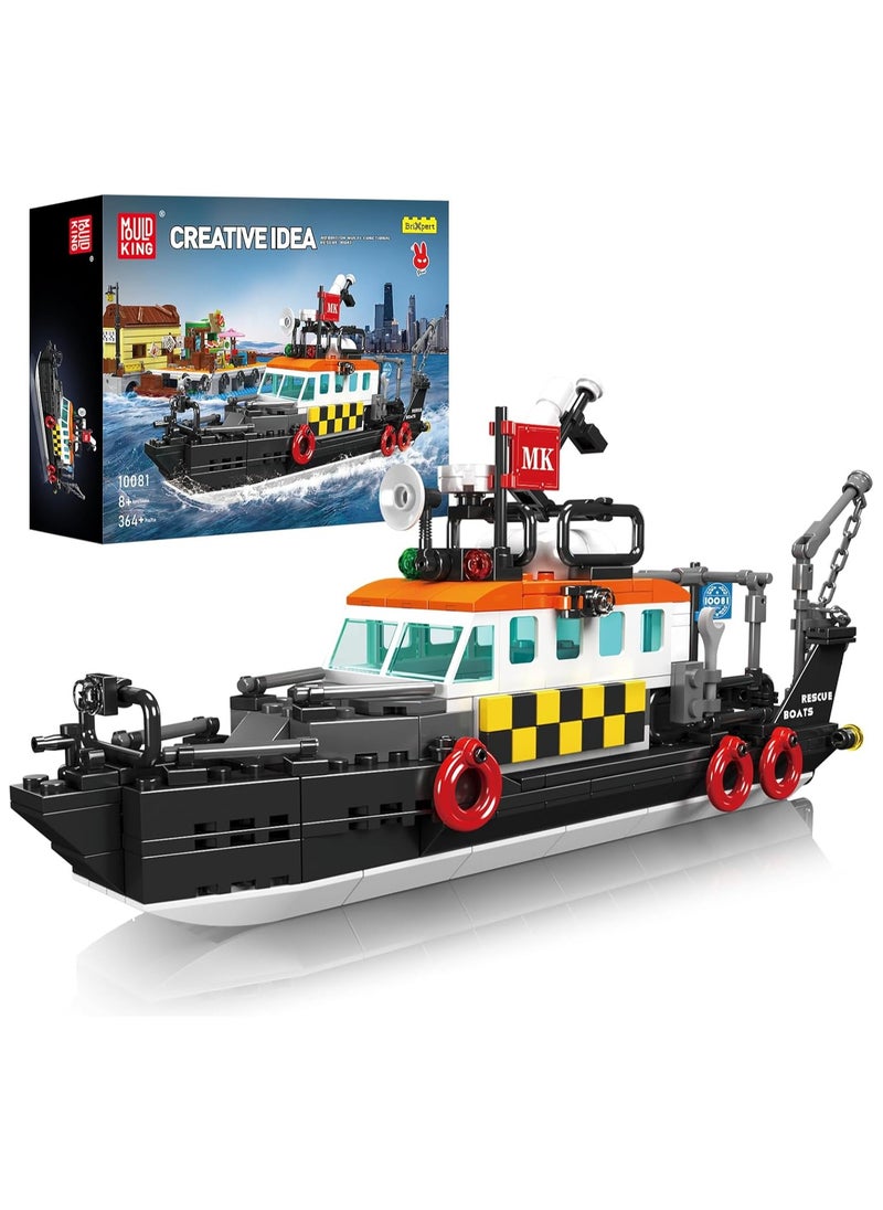 mould king - Ocean Explorer Ship Building Kits, City Boat Model,Multi-purpose lifeboat building set， House Decor for Boys and girls to Play, Block Set Compatible with Most Brands, Gift for 8+ Years Old Kids and Adult 10081 （364 Pcs） - Image 1