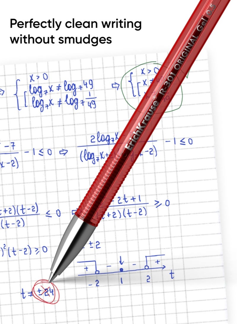 ErichKrause Set of 4 gel ink pens R-301 Gel Stick Original 0.5, ink color: blue, black, red, green (in polybag) - Image 2