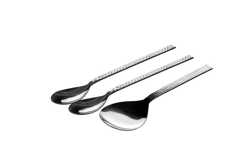 Smartserve Stainless Steel Groove Serving Spoon, Set of 3 pcs - Image 1