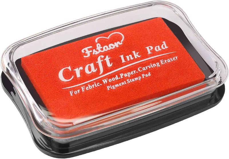 Fstaor Large Orange Ink Pad for Rubber Stamps, Non-Toxic Washable Safe Stamp Pads for Kids, Ink Pads Permanent for Paper Wood Fabric (Orange) - Image 1
