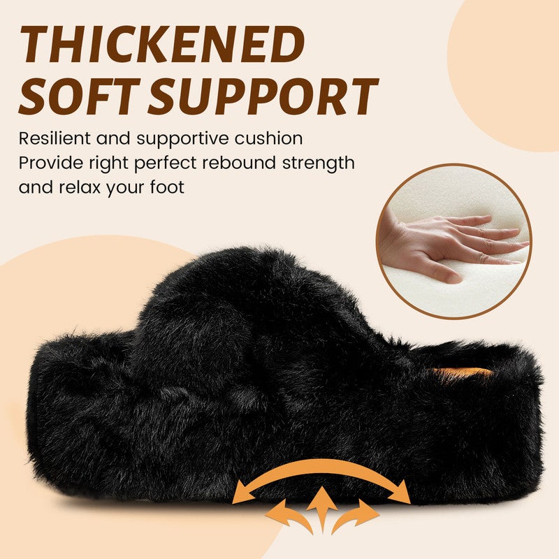 Lucky Kids Women's Slippers Cozy Memory Foam House Bedroom Slippers for Women Fuzzy Plush Comfy Faux Fur Lined Slide Shoes Anti-Skid Sole Trendy Gift Slippers - Image 3