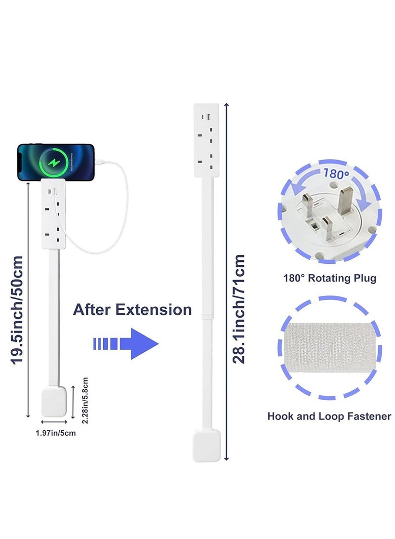 Ump Multi-Functional Electrical Outlet Extender Socket with 180° Rotating, Universal Plug Adapter, Power Extension Socket, 1500W Power Stick with 2 AC, USB-A & USB-C Ports, 20"-27" Adjustable Extension Cord Strip, Access Hard-to-Reach Outlets Use Behind Couches, Desk - Image 3