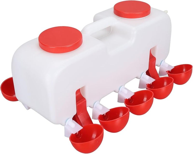 سقاية دجاج أوتوماتيكية بالكامل بسعة 10 لتر مع 10 أكواب، وحوض تغذية دواجن كبير السعة - Image 5