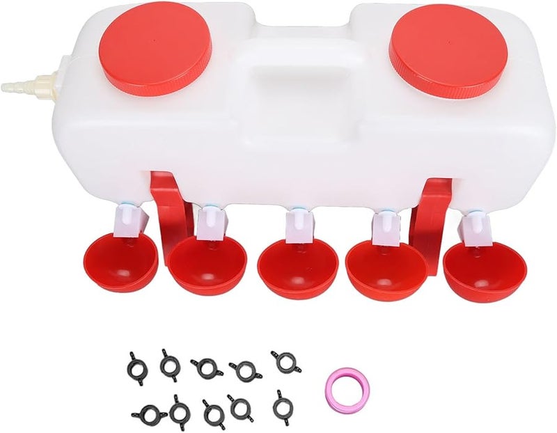 سقاية دجاج أوتوماتيكية بالكامل بسعة 10 لتر مع 10 أكواب، وحوض تغذية دواجن كبير السعة - Image 2