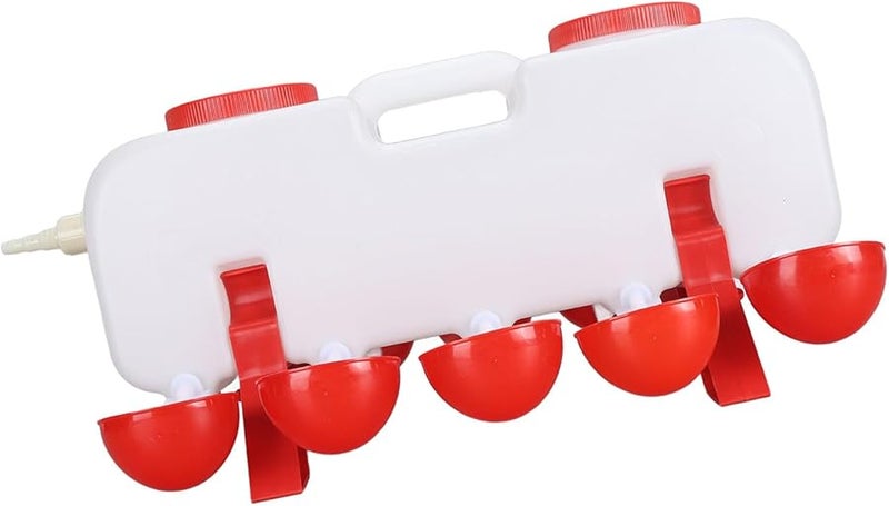 سقاية دجاج أوتوماتيكية بالكامل بسعة 10 لتر مع 10 أكواب، وحوض تغذية دواجن كبير السعة - Image 4