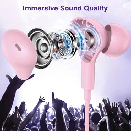 APETOO USB C Headphones for iPhone 17 16 15 Plus/Galaxy S26 S25 Wired Earbuds with Microphone for Samsung S24 S23 S22 S21 S20 Ultra, Magnetic Noise Canceling in-Ear Type C Earphone for iPad 10/Pixel 8a, Pink - Image 2