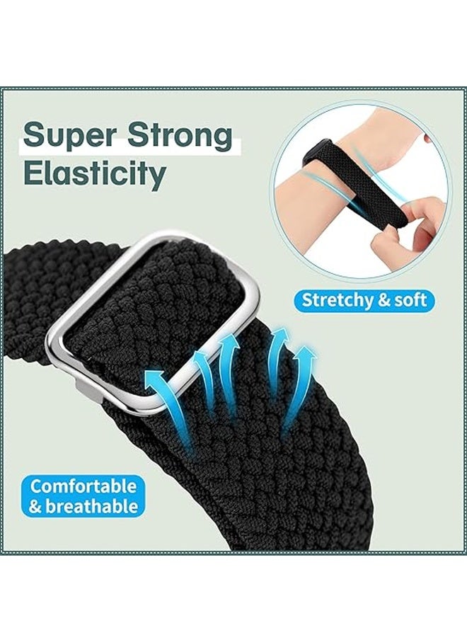 2PCS Braided Solo Loop Compatible with Apple Watch Band 42mm 44mm 45mm 46mm 49mm Women Men, Adjustable Stretchy Bands Elastic Sport Wristbands for iWatch Series 9 8 7 6 5 4 3 2 SE Ultra 2 - Image 2