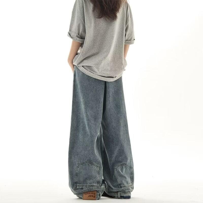 Denim Pants Wear Anti-Design Sense Wide-Leg Jeans Men'S And Women'S American Style Trendy Brand Plump Handsome Vibe Straight Jeans - Image 2