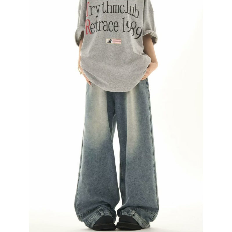 Denim Pants Wear Anti-Design Sense Wide-Leg Jeans Men'S And Women'S American Style Trendy Brand Plump Handsome Vibe Straight Jeans - Image 3