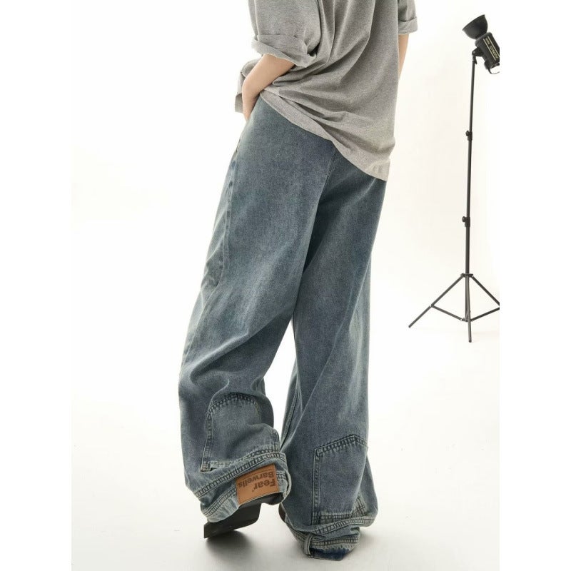 Denim Pants Wear Anti-Design Sense Wide-Leg Jeans Men'S And Women'S American Style Trendy Brand Plump Handsome Vibe Straight Jeans - Image 5