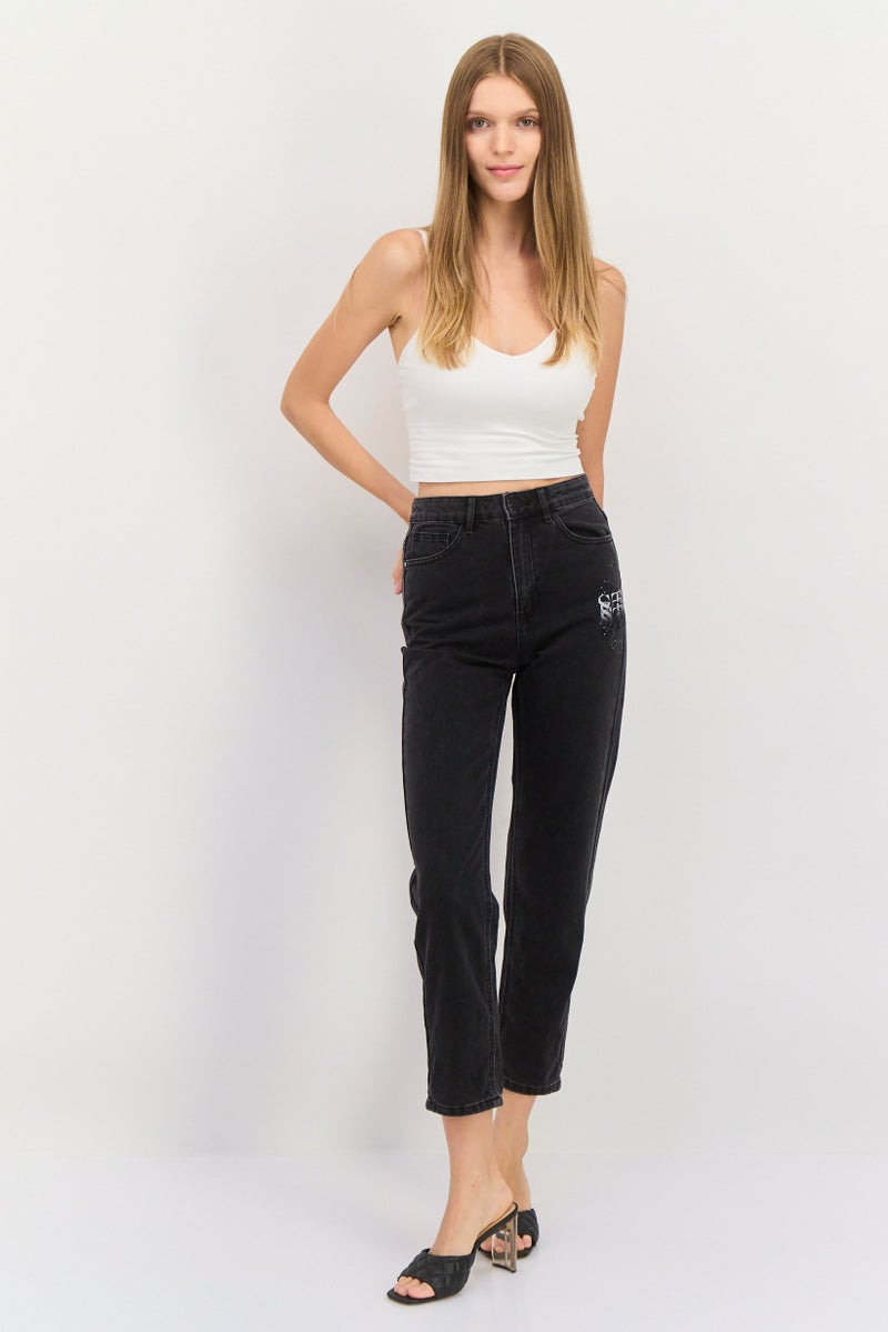 ONLY Women Regular Fit Washed Denim Jean, Black - Image 3