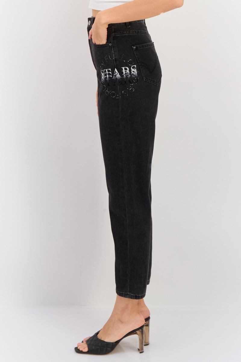 ONLY Women Regular Fit Washed Denim Jean, Black - Image 4