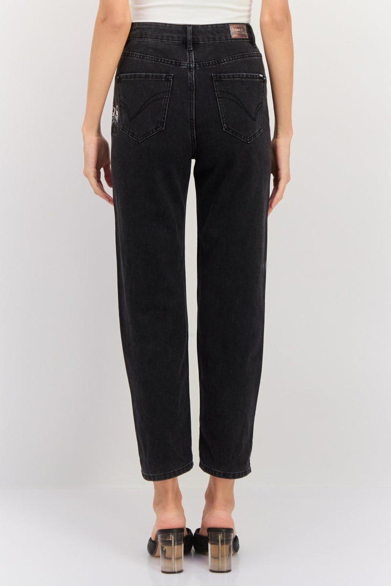 ONLY Women Regular Fit Washed Denim Jean, Black - Image 2