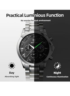 Mens Watches Multifunction Chronograph Date Quartz Watch for Men Stainless Steel Band Wrist Watch Gift for Men Casual Business - pzsku/Z1B14C0EB39990D055ADAZ/45/_/1740250673/37011537-d3a7-4608-9f96-695d5d573e9b