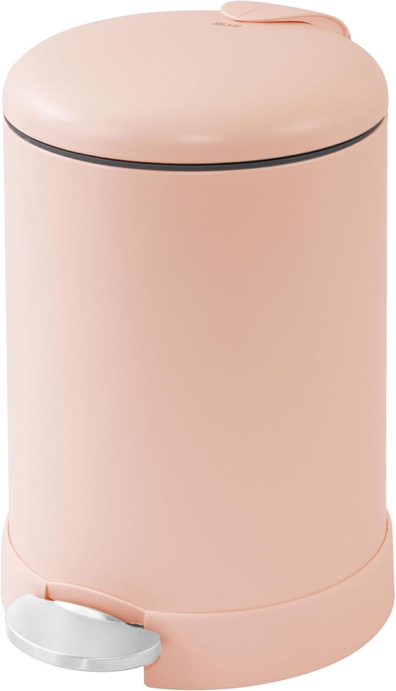 Glad Small Trash Can, 1.2 Gallon | Round Stainless Steel Garbage Bin with Soft Close Lid & Step Foot Pedal | Metal Waste Basket with Removable Inner Bucket, Rust - Image 1