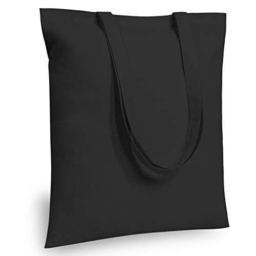 حقيبة قماشية سوداء خفيفة الوزن 16x15 من TOPDesign مجموعة 6 قطع اقتصادية قابلة لإعادة الاستخدام للتسوق والمواد الغذائية مناسبة للترويج والإعلانات والهدايا
