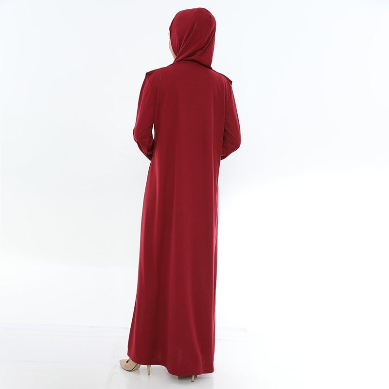 Elanesa  Women's Prayer Abaya with Zipper and Headscarf Full Length Modest Muslim Dress for Salah and Daily Wear - Image 2