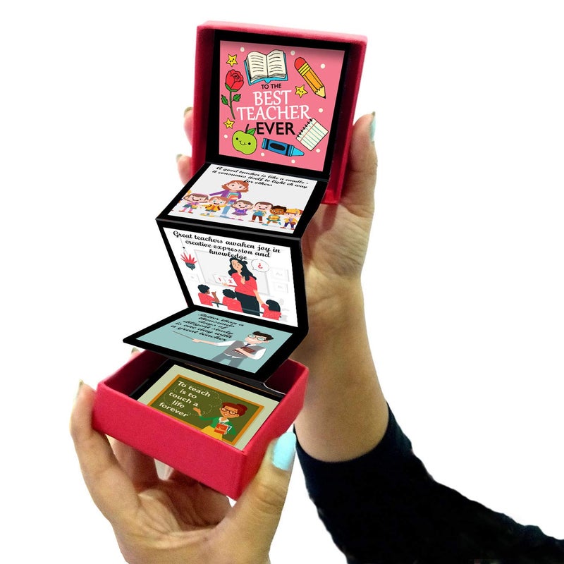 exciting Lives صندوق رسائل المعلمين المنبثق - هدية ليوم المعلم، للمعلم، الأستاذ، المدير، السيد، السيدة، مدام - هدية لعيد الميلاد، شكرًا لك، وداعًا، يوم التخرج - 8 × 8 × 2.5 سم - Image 5