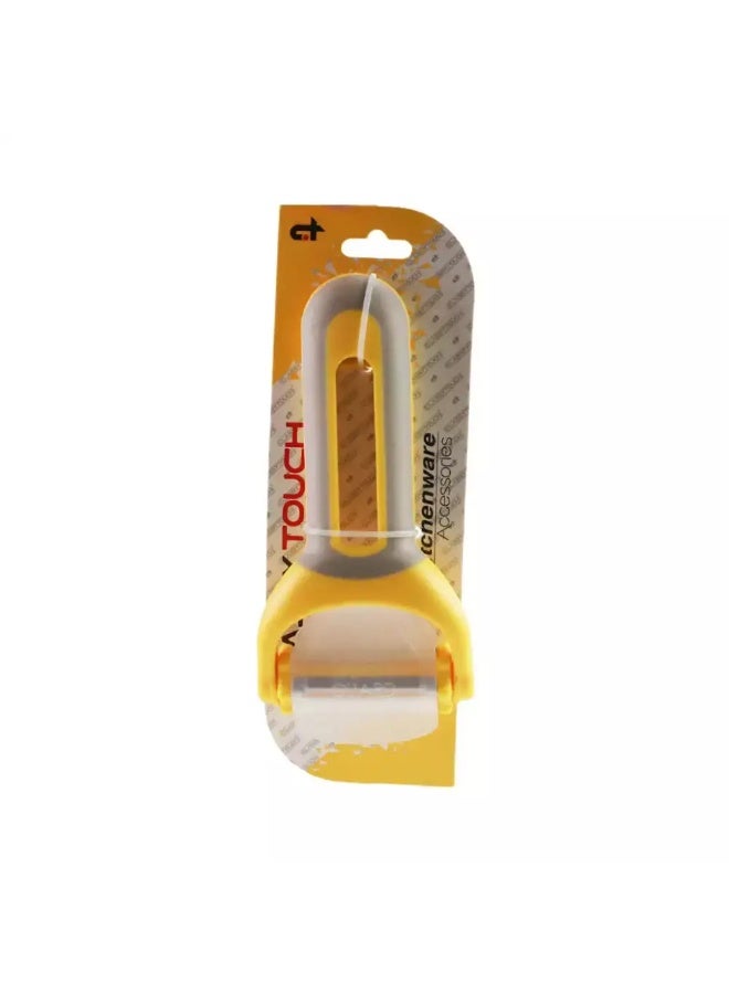 New Touch Multifunctional 3 in 1 Peeler with Non Slip Comfortable Handle and Safety Guard- Yellow - Image 1