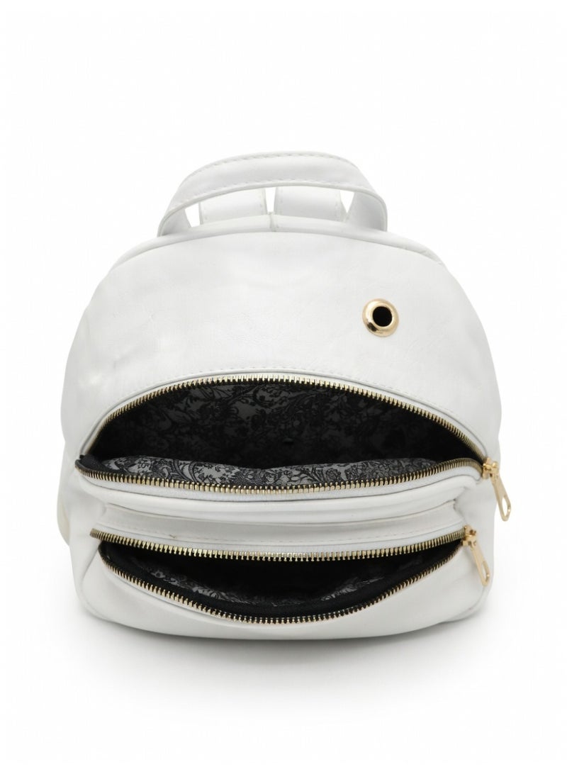 Elegant Quilted Bow Backpack – Premium Fashion Mini Backpack for Women-White - Image 3