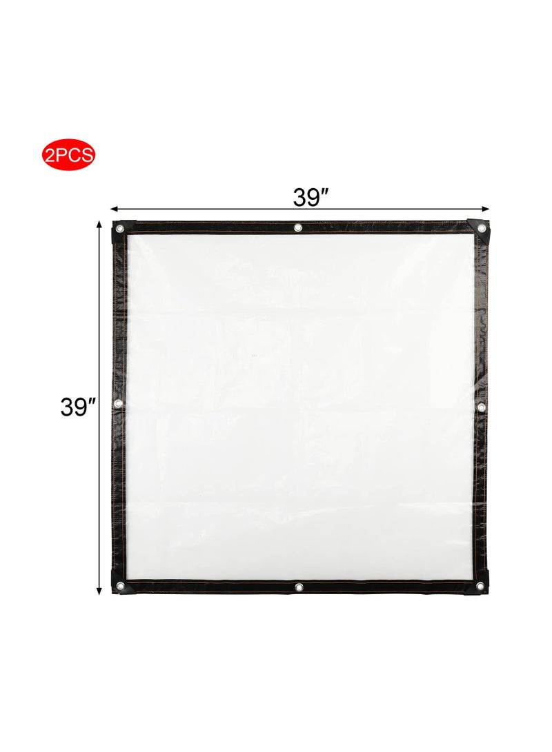 SYOSI Clear Tarp, 2 Pcs 39x39IN Heavy Duty Tarp Cover Waterproof Tarpaulin PVC Tarpaulin with Grommets Multi Purpose for Gardening Camping Traveling UV-Ray Clear Greenhouse Plastic Cover for Garden Patio - Image 4