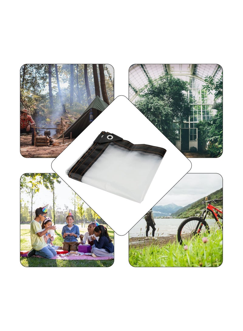 SYOSI Clear Tarp, 2 Pcs 39x39IN Heavy Duty Tarp Cover Waterproof Tarpaulin PVC Tarpaulin with Grommets Multi Purpose for Gardening Camping Traveling UV-Ray Clear Greenhouse Plastic Cover for Garden Patio - Image 2