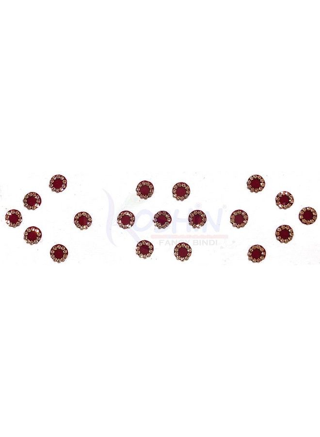 KOSHIN Maroon Golden Color Mini Rhinestone Round Shape Size (Per Bindi Height 8 Mm X Width 8 Mm) Forehead Fancy Stone Bindi For Girls Women Ladies  - Image 3
