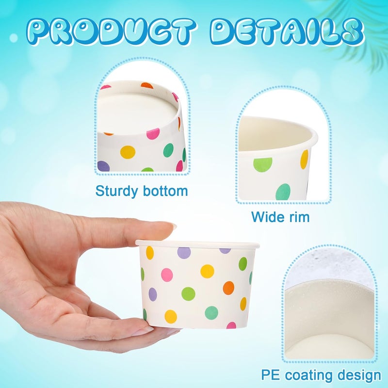 BOAO 5.5 Oz Paper Ice Cream Cups with Spoons Disposable Sundae Dessert Bowls Summer Party Supplies(Fresh Style, 200 Pcs) - Image 3