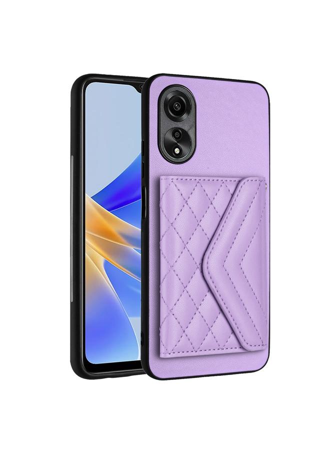 اس-توب جراب لهاتف OPPO A58 4G مع حقيبة بطاقات ذات نسيج معيني وبطاقة RFID مع حبل طويل - Image 3