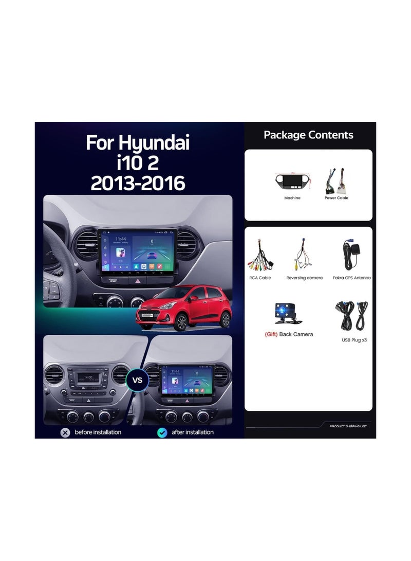 SHEZA STAR Android Car Stereo for Hyundai i10 2013 2014 2015 2016 2GB RAM 32GB ROM 9 Inch Apple Carplay, MirrorLink WiFi BT, DSP IPS Touch Screen with AHD Camera Included - Image 4