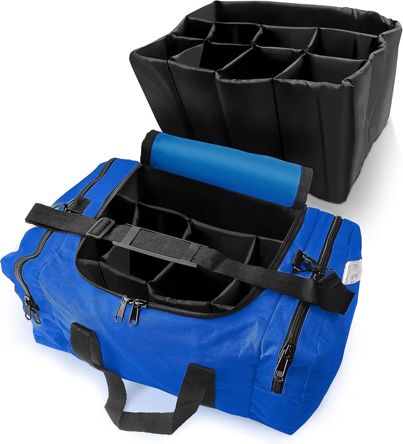 ASA Techmed حقيبة طبية كبيرة للاستجابة الأولى من ASA TECHMED فارغة للمنزل 21x12x9 بوصة مكتب مدرسة EMTs المسعفين المستجيبين الأوائل زرقاء - Image 5