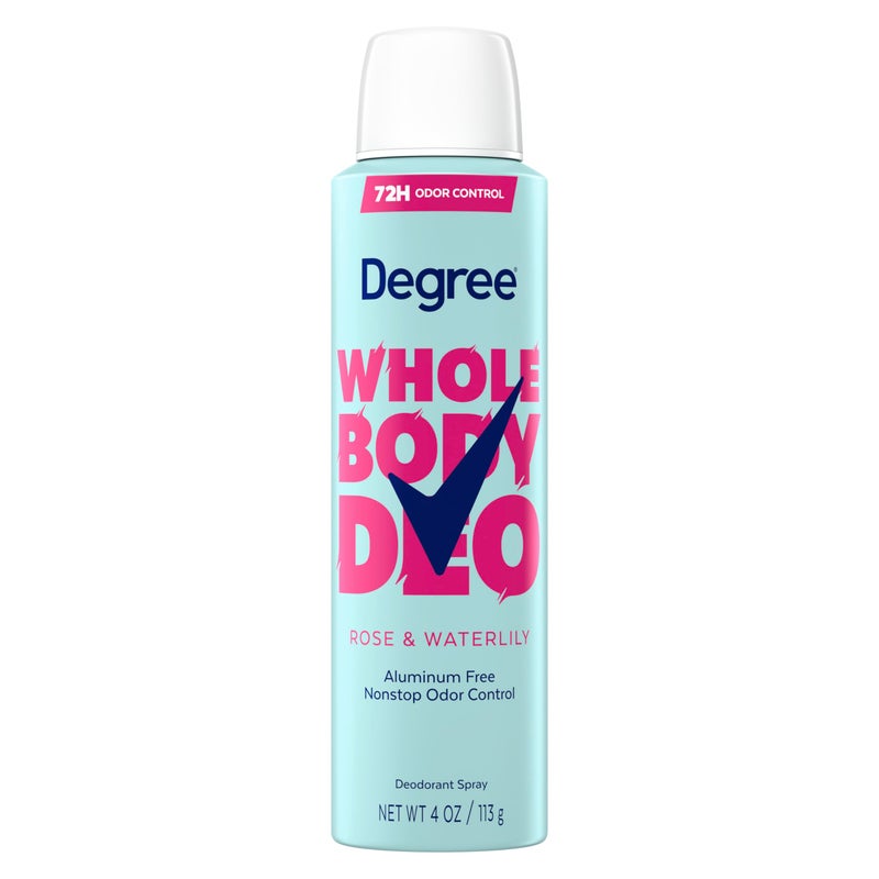 Degree Women Whole Body Deodorant Spray, Rose & Waterlily Scent, Aluminum Free 72H Odor Protection 4 oz - Image 1