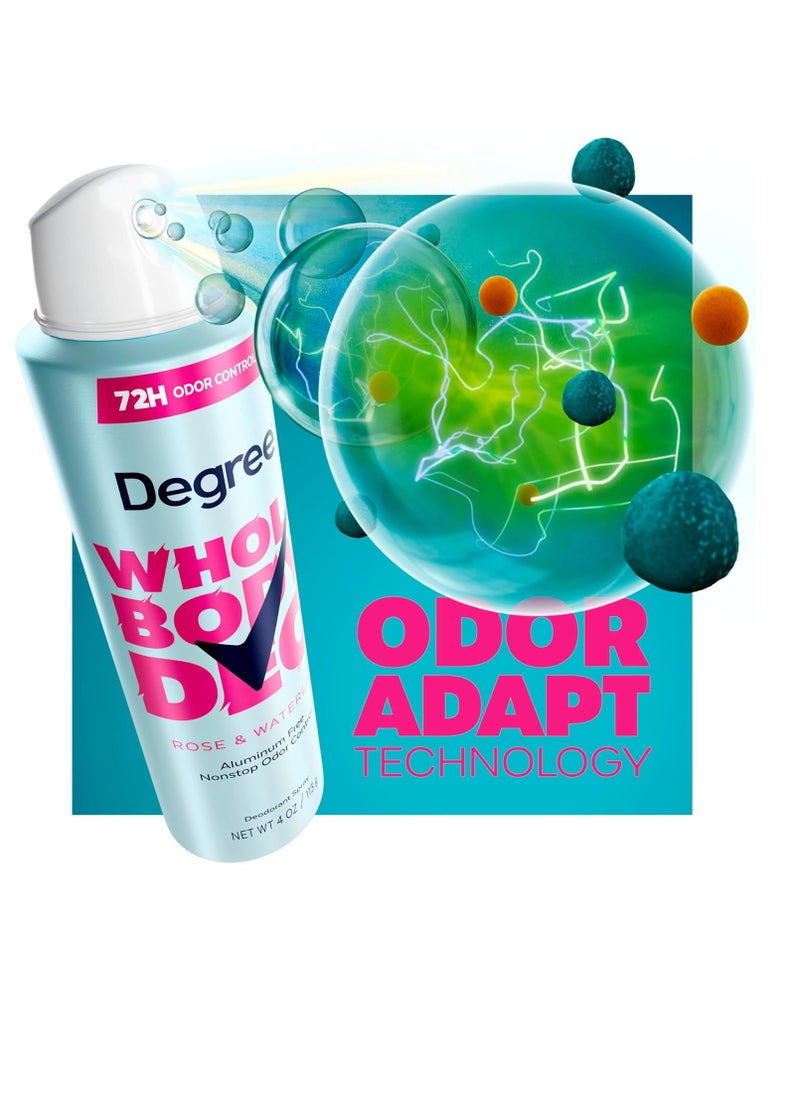 Degree Degree Whole Body Deodorant Rose & Waterlily Deodorant Spray for Women Aluminum Free 72H Odor Protection 4 oz  - Image 3