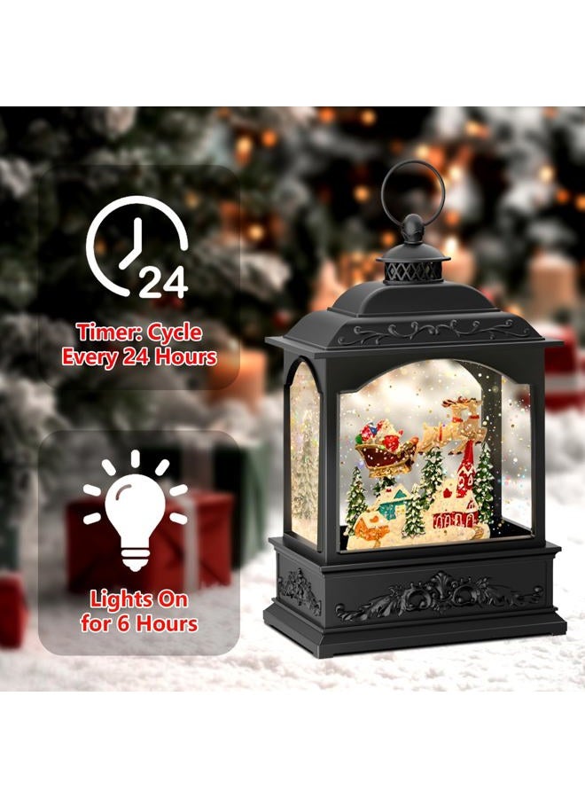 Fecisum Musical Christmas Snow Globe Lantern with Flying Santa, Swirling Glitter Lighted Water Lantern, 6H Timer, USB or Battery Powered Holiday Decoration - Image 5