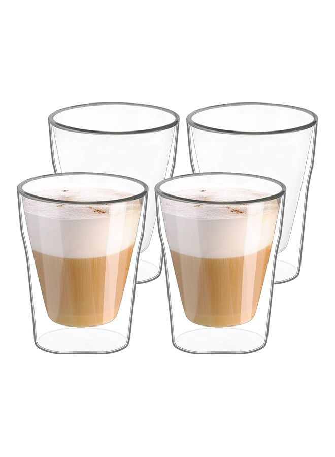 NIBEMINENT 4-Piece Double-Walled Glass Coffee Cups Set Clear - Image 1