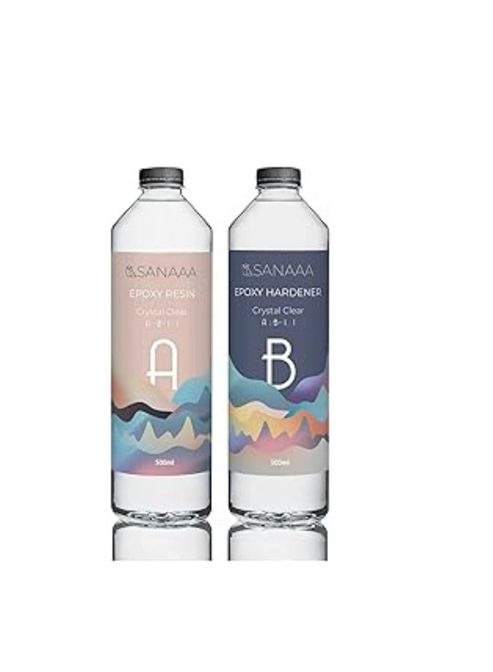 راتنج ايبوكسي صلب شفاف لصب 1000 جرام من سانا - نسبة 1:1 طلاء راتنج شفاف لكل كوب من الخشب والتابلو وتصنيع المجوهرات والديكور الفني - Image 1