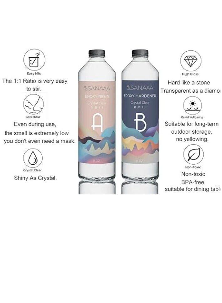 راتنج ايبوكسي صلب شفاف لصب 1000 جرام من سانا - نسبة 1:1 طلاء راتنج شفاف لكل كوب من الخشب والتابلو وتصنيع المجوهرات والديكور الفني - Image 3