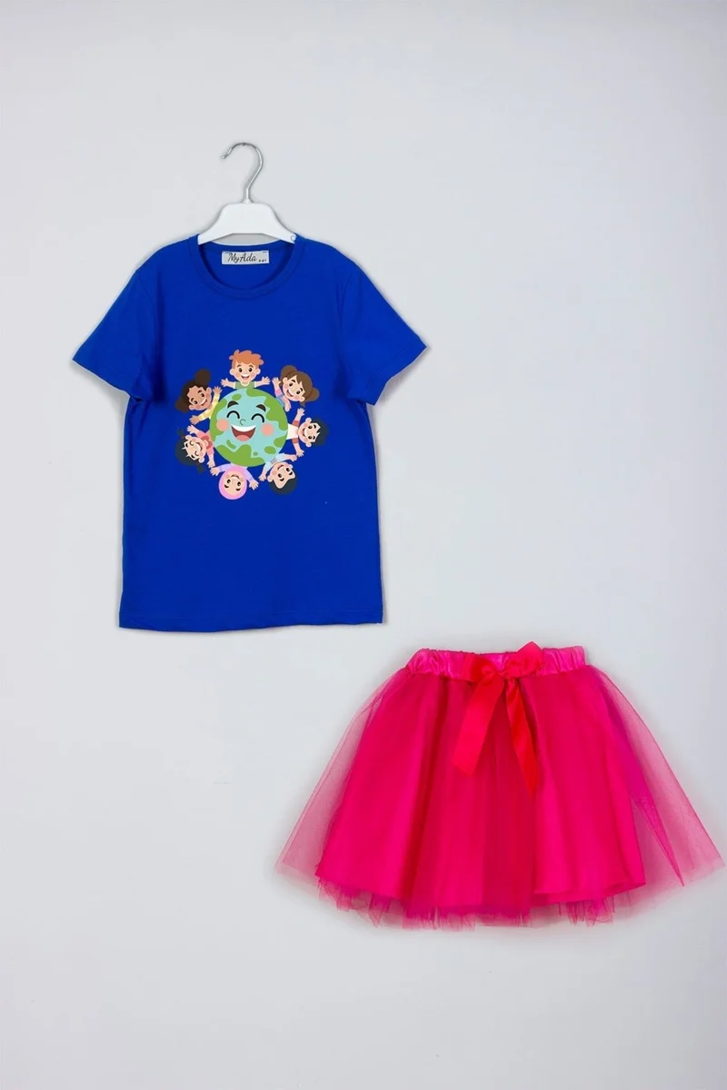 ميادا World Children Themed 23 April Special Printed Skirt T-Shirt Combination Set
