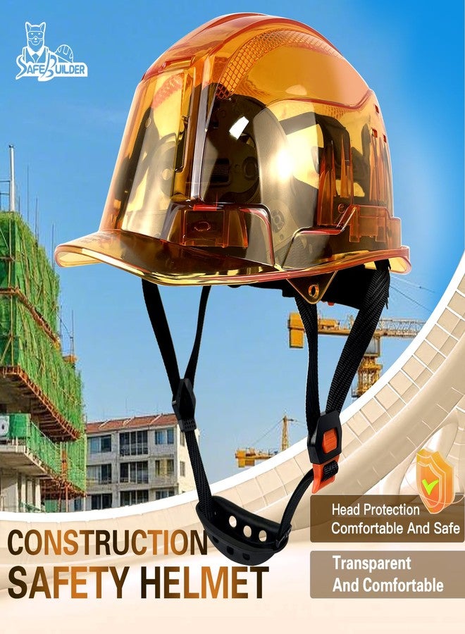 SAFEBUILDER Construction Safety Hard Hats Full Transparent Shell Safety Helmet 6-Point Suspension Industrial Hardhats ANSI Certificate (Orange-Transparent Hard Hats) - Image 2