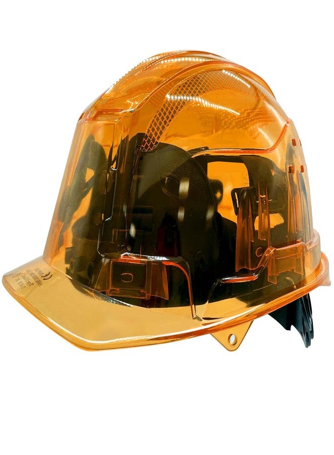 SAFEBUILDER Construction Safety Hard Hats Full Transparent Shell Safety Helmet 6-Point Suspension Industrial Hardhats ANSI Certificate (Orange-Transparent Hard Hats) - Image 1